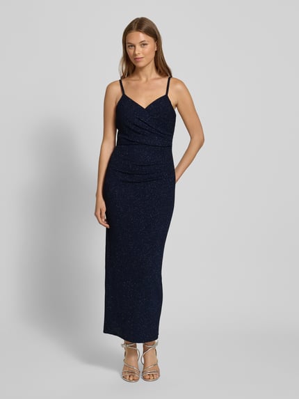 TROYDEN COLLECTION Abendkleid mit V-Ausschnitt und Raffungen Dunkelblau 4