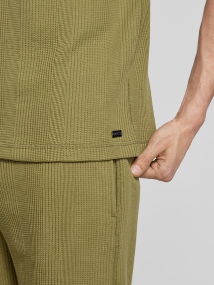 BOSS T-shirt z prążkowanym okrągłym dekoltem Oliwkowy 3