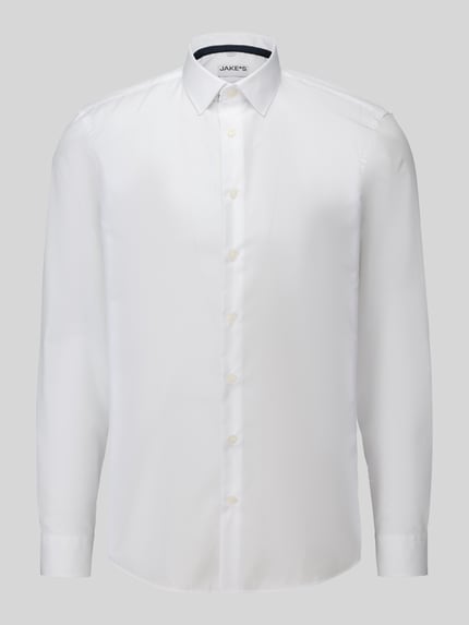 Jake*s Slim Fit Businesshemd mit abgerundetem Saum Weiss 2