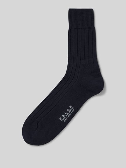 Productfoto, Strümpfe aus Schurwollmischung Modell 'Teppich im Schuh' van FALKE, donkerblauw, ribstructuur, versterkte zones, gevoerde zool
