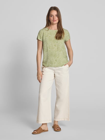 VILA Regular fit blouseshirt van viscose met ronde hals Rietgroen - 1
