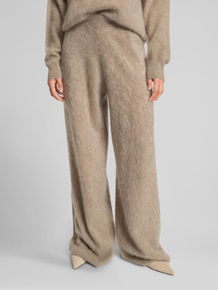 BOSS Oversized wijde broek van kasjmier, model 'FIBURA' Beige - 4