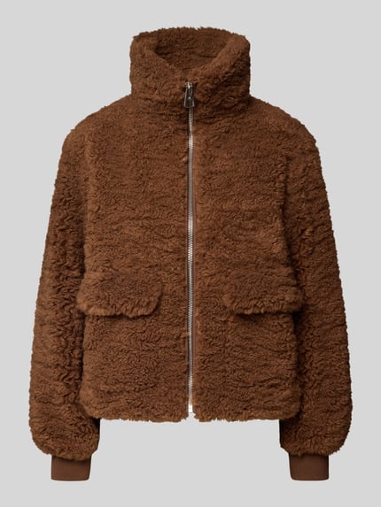 Marc O'Polo Boxy Fit Teddy-Jacke mit Pattentaschen Mittelbraun 2