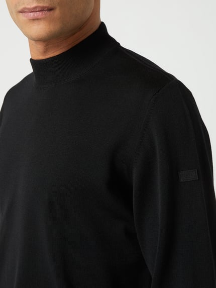 MAERZ Muenchen Pullover aus Schurwolle mit Stehkragen Black 3