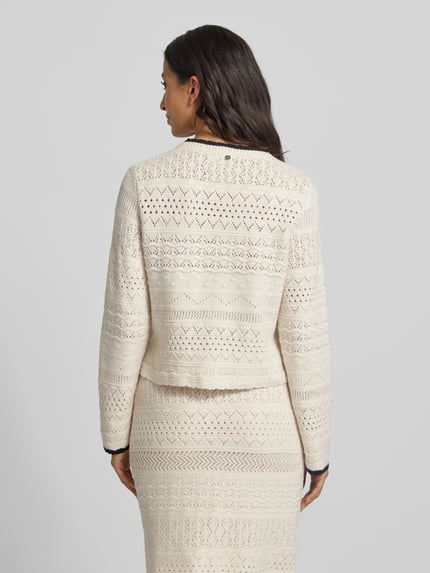 Marc Cain Strickjacke aus Schurwolle mit Lochmuster Beige 5