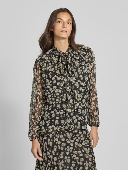 MANGO Regular Fit Bluse mit Schleifen-Detail Modell 'BELLE' Black 4