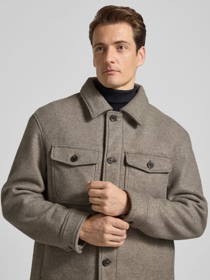 Selected Regular Fit Hemdjacke mit Woll-Anteil Modell 'MITCH' Taupe 3