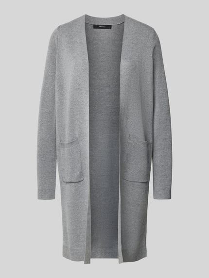 VERO MODA Lange cardigan van viscosemix, model 'SABA' Middengrijs gemêleerd - 2