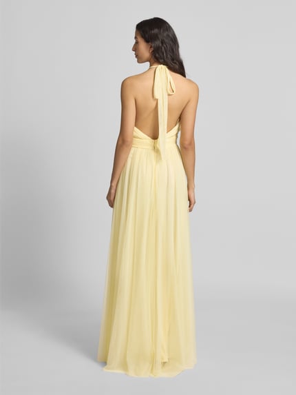 Lace & Beads Cocktailjurk met halter en tailleband Lichtgeel - 5