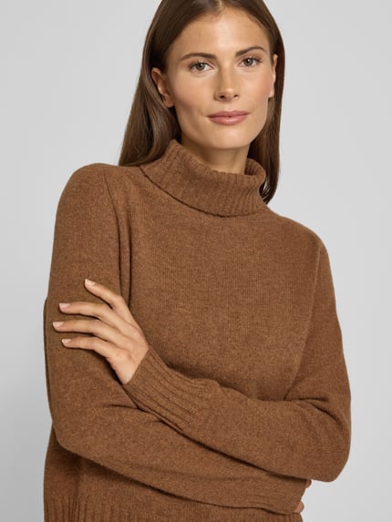 Fynch-Hatton Rollkragenpullover mit gerippten Abschlüssen Mittelbraun Mel 3