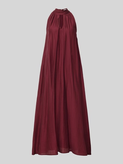 Produktfoto, Midikleid aus Lyocell-Mix mit Cut-Out von Jake*s Collection in Bordeaux, A-Linie, glatte Textur, Neckholder, Rückenlänge 126 cm, Brustweite 46 cm für Damen.