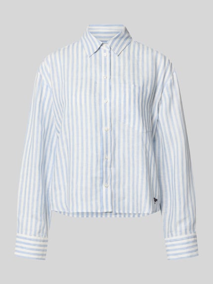 Weekend Max Mara boxy fit linnen blouse met all-over motief model 'ALBATRO' Lichtblauw - 2