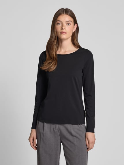 Marc O'Polo Shirt met lange mouwen van katoen met logodetail Zwart - 4