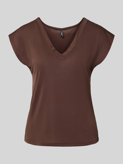 Produktfoto, braunes Regular Fit T-Shirt aus Modal-Mix Modell 'FREE' von ONLY, glatte Textur, Damen T-Shirt von ONLY
