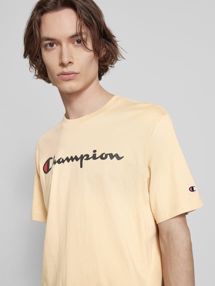 Champion T-Shirt mit Label-Print Beige 3