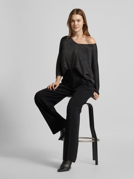 ZABAIONE Gebreide pullover met V-hals Zwart - 1