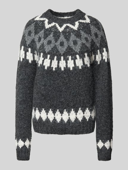 Christian Berg Woman Loose Fit Strickpullover mit Woll-Anteil Anthrazit Melange 2