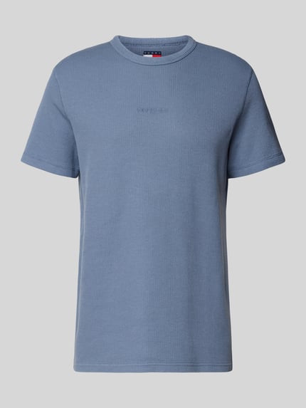 Tommy Jeans T-shirt o kroju slim fit ze strukturalnym wzorem Jeansowy niebieski 2
