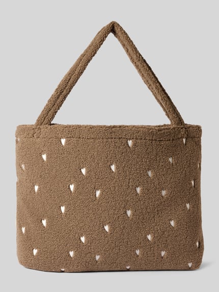 Studio Noos Tote Bag mit Allover Logo-Stitching Modell 'Teddy' Taupe 4