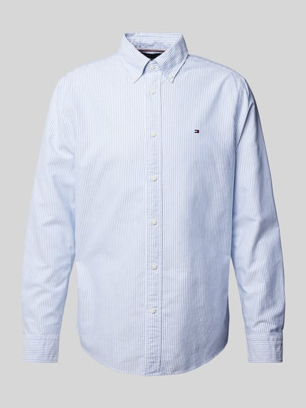 Tommy Hilfiger Regular fit vrijetijdsoverhemd met logostitching, model 'OXFORD' Lichtblauw - 2