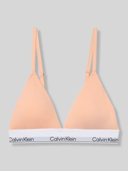 Calvin Klein Underwear Bralette van katoenmix met logo in band Abrikoos - 2