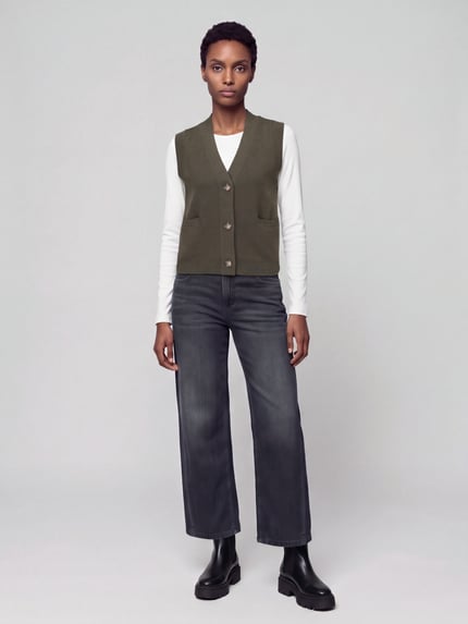 VERO MODA Strickweste mit V-Ausschnitt Dunkelgruen 1