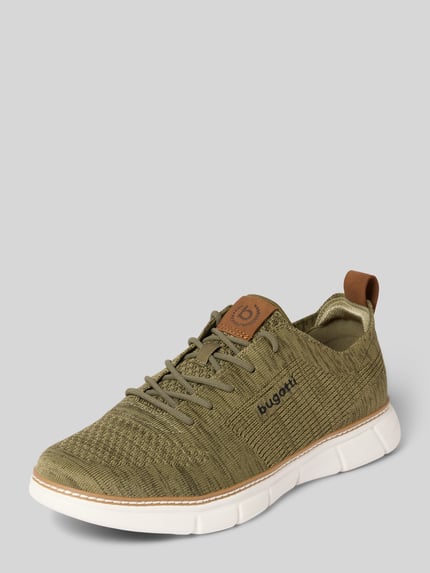 Productfoto, Sneaker met labeldetails model 'Pasadena' van bugatti, heren sneaker van textiel, afgerond model, vetersluiting, structuurzool, hakhoogte maat 44: 3 cm, schachthoogte maat 44: 8 cm, schachtbreedte maat 44: 10 cm