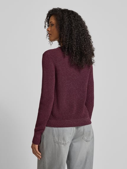 monari Gebreide pullover met ribboorden Bordeaux - 5