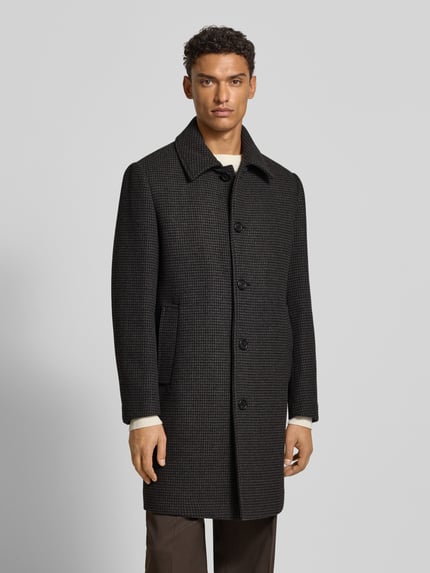 Selected Regular fit lange wollen jas met platte kraag, model 'ARCHIVE' Donkergrijs - 4