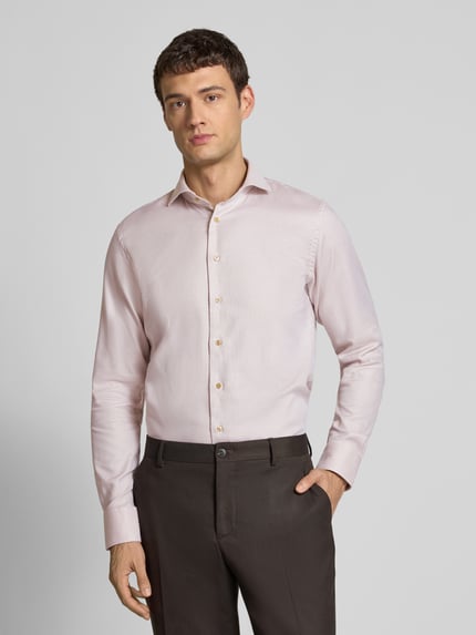 Profuomo Regular fit zakelijk overhemd met haaikraag, model 'Cutaway' Zand - 4