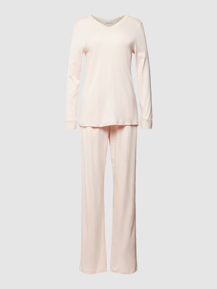 HANRO Pyjama met kant Felroze - 1