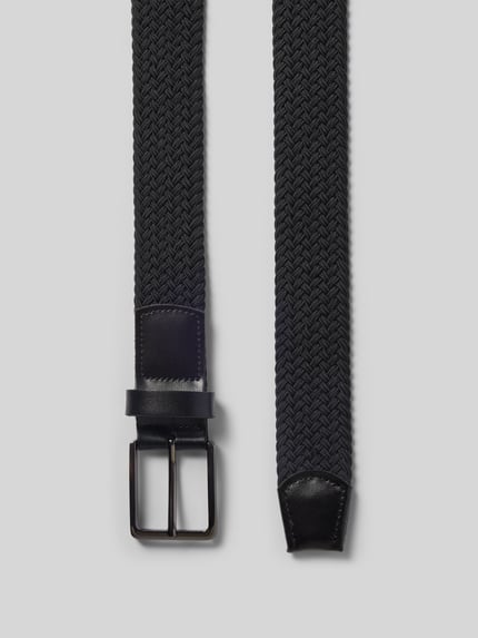 Produktfoto, Stoffgürtel mit Zopfmuster van bugatti, Heren, klassiek pasvorm, kabelpatroon, doornsluiting in metallic, riemlus, riembreedte maat 90: 3 cm