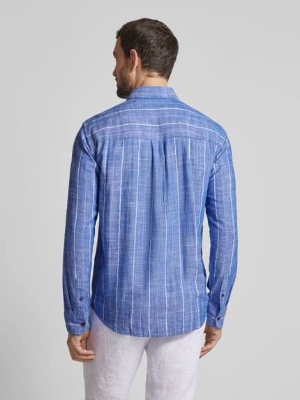 Tom Tailor Denim Relaxed Fit Freizeithemd aus Viskose-Mix mit Leinen Blau 5