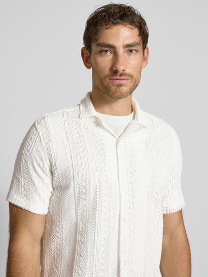 Lindbergh Relaxed Fit Strickhemd mit Resortkragen Offwhite 3