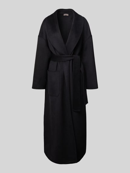 Liu Jo White Wollmantel mit Bindegürtel Black 2