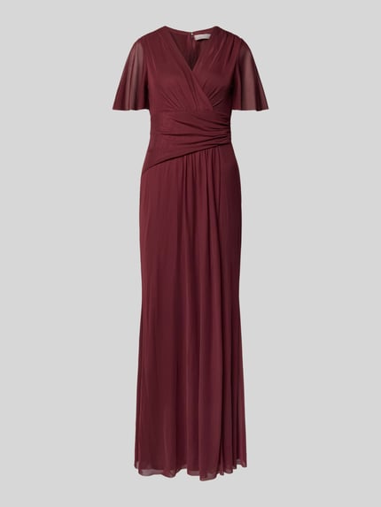 Christian Berg Cocktail Abendkleid mit V-Ausschnitt Dunkelrot 2