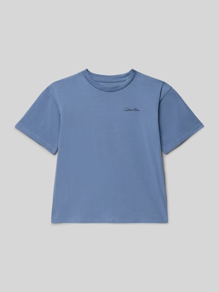 Productfoto, Regular Fit T-Shirt met Logo-Print model 'Polaroid' van Calvin Klein Jeans, blauw, elastische katoenmix, ronde hals
