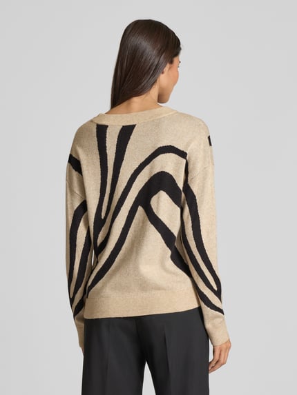 VILA Strickpullover aus Viskose-Mix mit Rundhalsausschnitt Beige 5