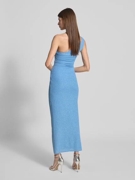 TROYDEN COLLECTION Avondjurk met one shoulder-band en plooien Rookblauw - 5