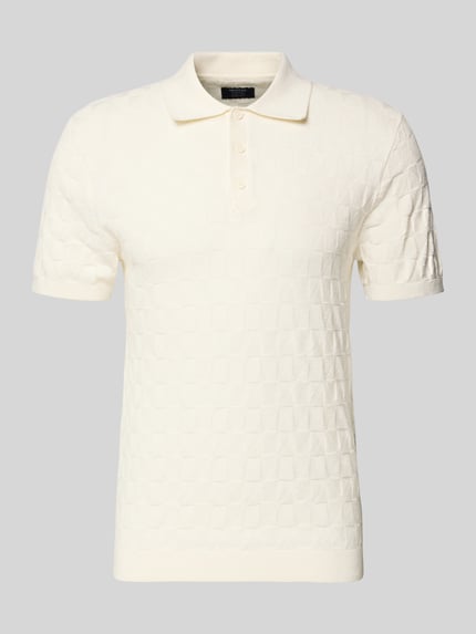 Produktfoto, Regular Fit Poloshirt mit Strukturmuster von MCNEAL, bawełna, krój regular fit, wzór strukturalny, kołnierzyk polo, dzianinowy wygląd, długość tyłu w rozmiarze M: 63 cm, długość rękawa w rozmiarze M: 28 cm