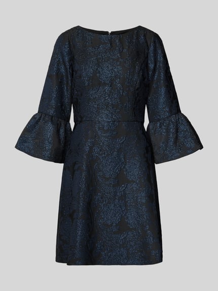 Adrianna Papell Cocktailkleid mit Floralem Allover-Stitching Dunkelblau 2