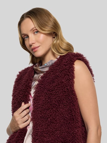 ROBE LÉGÈRE kamizelka o kroju regular fit z zapięciem na haftkę Bordowy 3