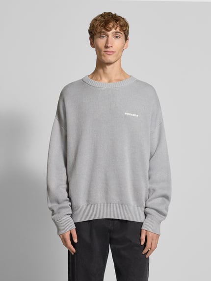 PEGADOR Oversized Strickpullover mit Label-Stitching Mittelgrau Melange 4