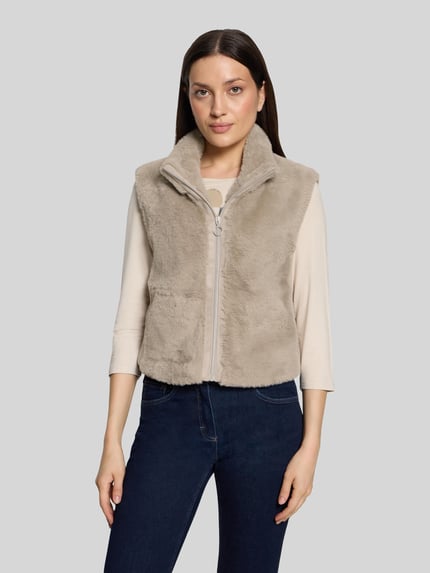 Betty Barclay Weste mit kuscheliger Fleece-Struktur Taupe 4