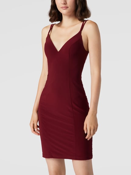 LUXUAR FASHION Cocktailkleid mit Herz-Ausschnitt Bordeaux 4