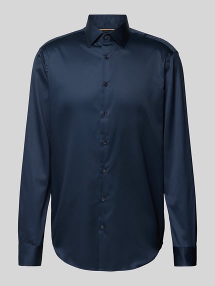 Jake*s Regular Fit Businesshemd aus Satin Marine 2