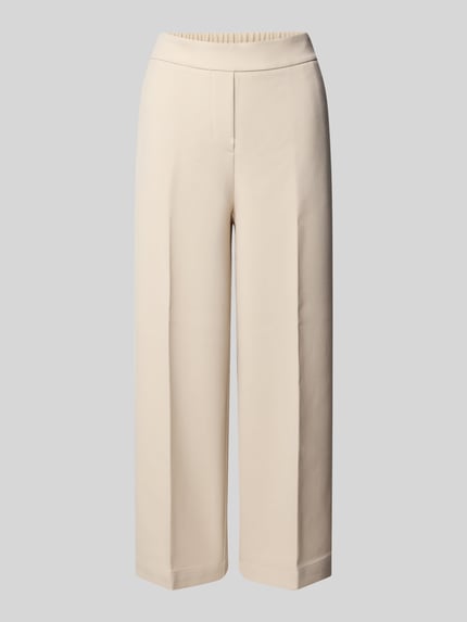 Produktfoto, Cropped Stoffhose mit Viskose-Anteil Modell 'Curilo' van someday, licht beige, straight fit, deels elastische taille, steekzakken, achterzak, elastische materiaalmix