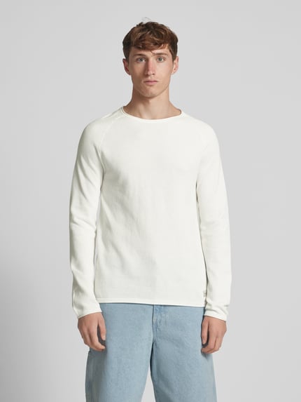 JACK & JONES Gebreide pullover met labelpatch, model 'HILL' Wit - 4