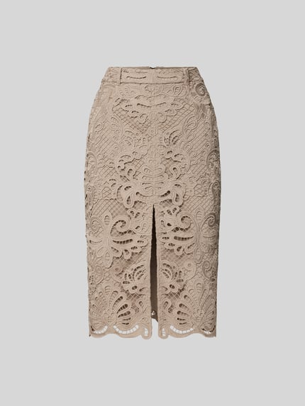 Self-Portrait Midirok met loopsplit Taupe - 2