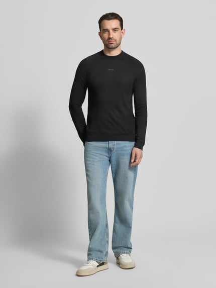 BOSS Green Regular fit gebreide pullover met wol Zwart - 1